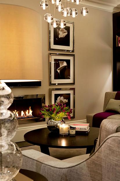 A cosy seating area with fire